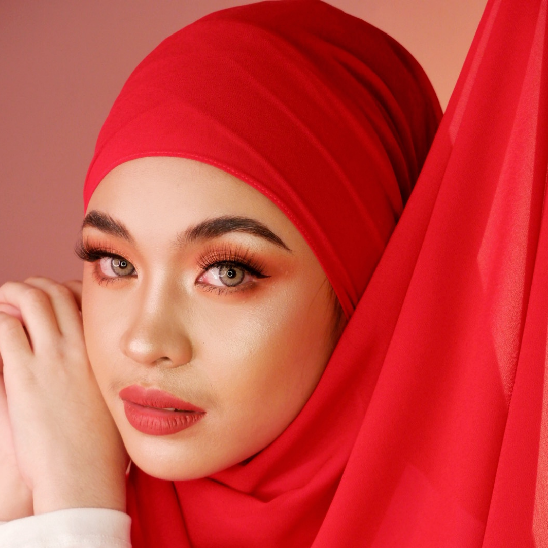 Premium Chiffon Hijab-Cherry Red