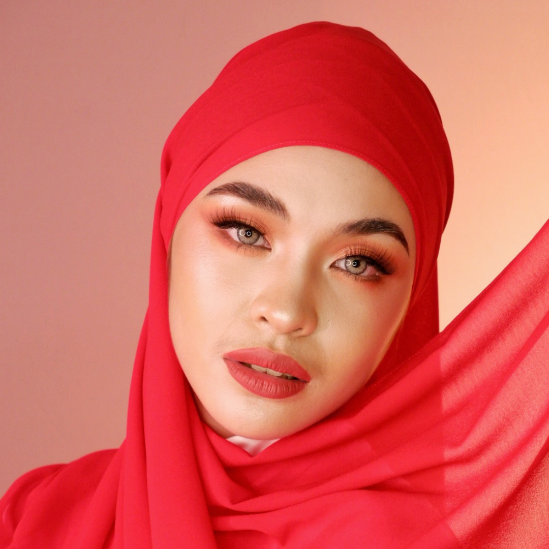 Premium Chiffon Hijab-Cherry Red