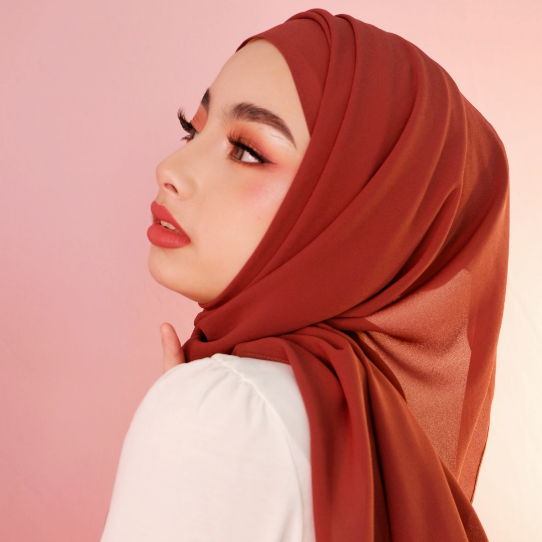 Premium Chiffon Hijab-Deep Red