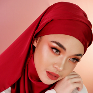 Premium Matte Satin Silk-Ruby Red